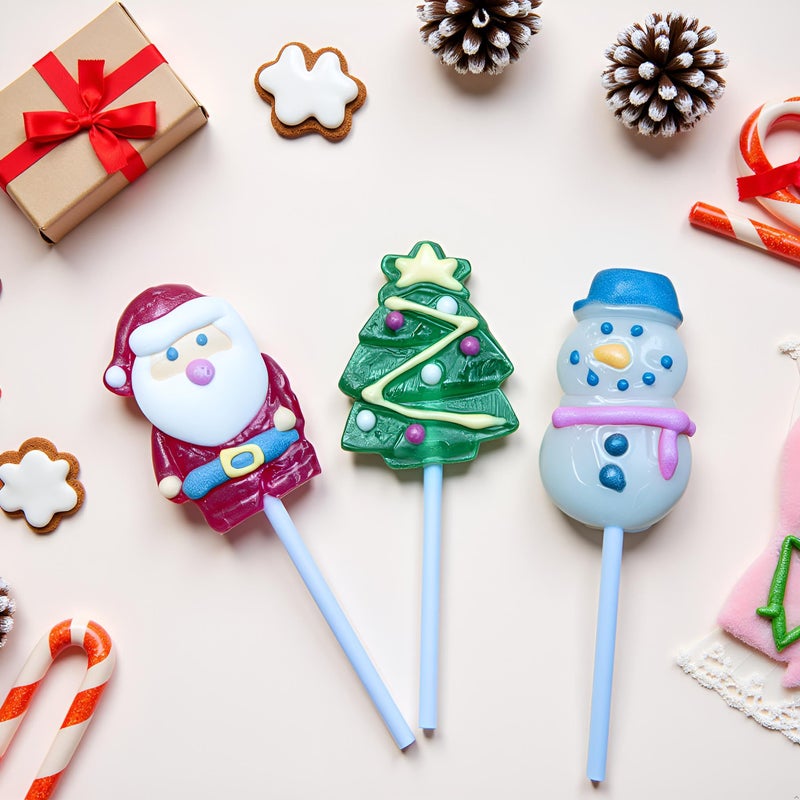 Christmas Lollipops Candy, 24 Pack, Santa, Snowmen, and Christmas Tree, Strawberry Suckers Individually Wrapped - Image 3